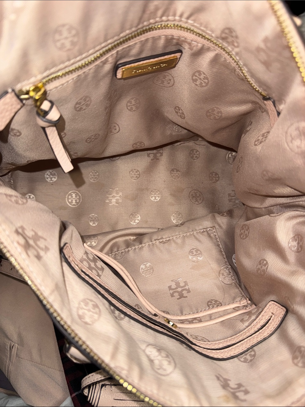 Tory Burch Thea Medium Pale Pink Pebbled Leather Satchel - Picture 11 of 13